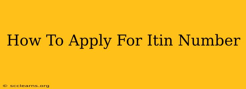 How To Apply For Itin Number