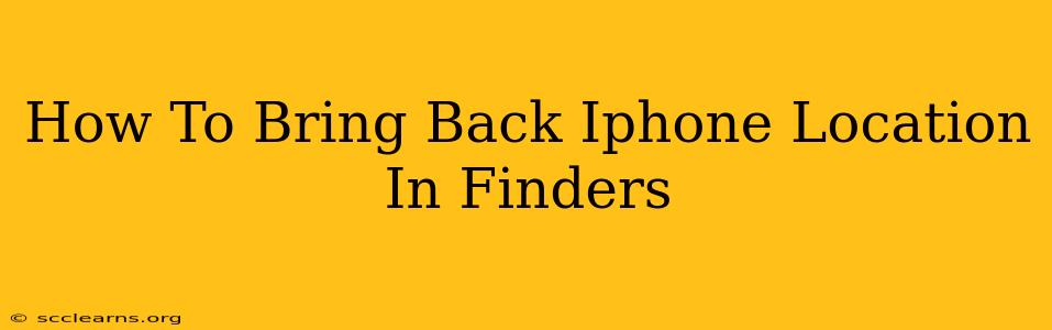 How To Bring Back Iphone Location In Finders