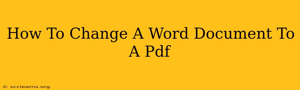 How To Change A Word Document To A Pdf