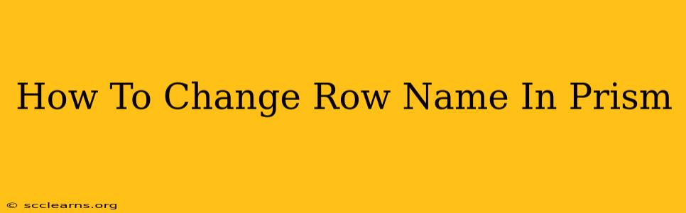 How To Change Row Name In Prism