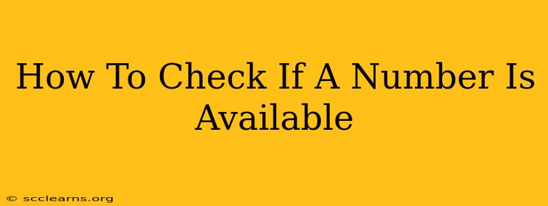 How To Check If A Number Is Available