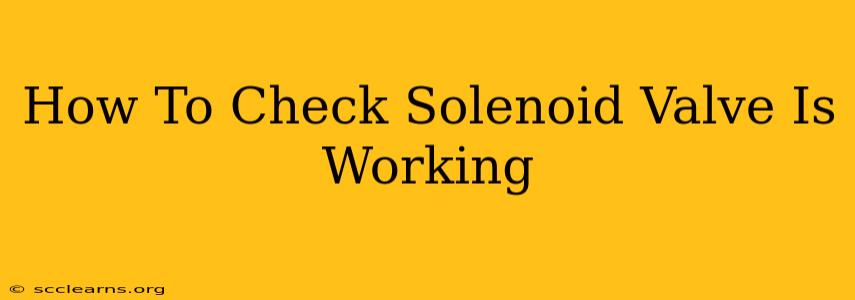 How To Check Solenoid Valve Is Working