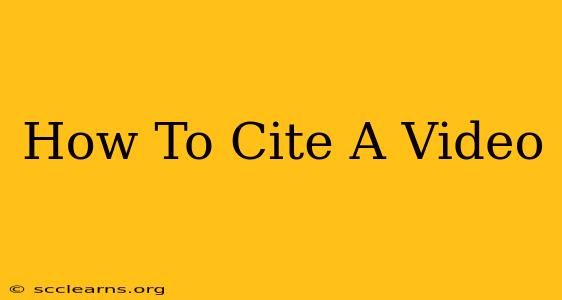 How To Cite A Video