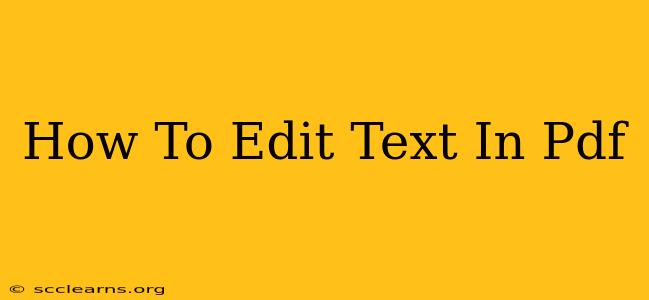 How To Edit Text In Pdf