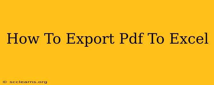 How To Export Pdf To Excel