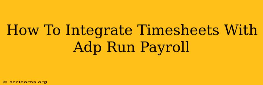 How To Integrate Timesheets With Adp Run Payroll