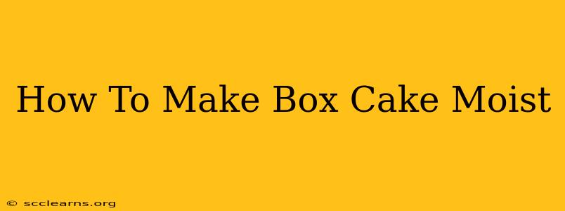 How To Make Box Cake Moist