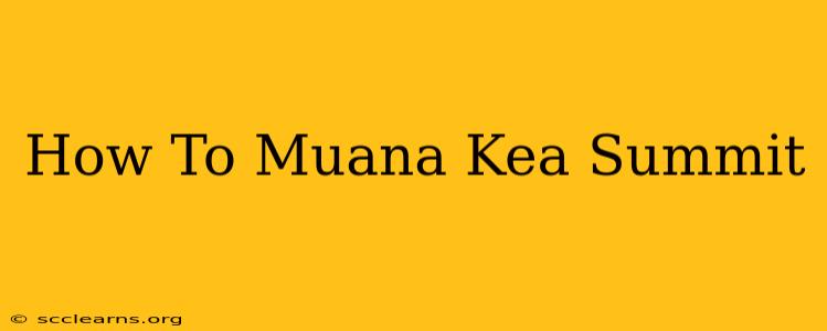 How To Muana Kea Summit