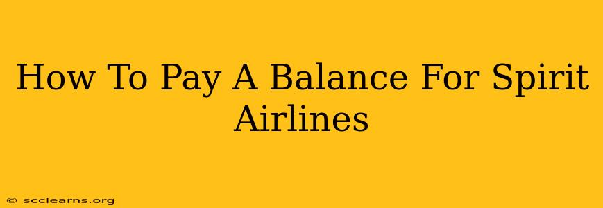 How To Pay A Balance For Spirit Airlines