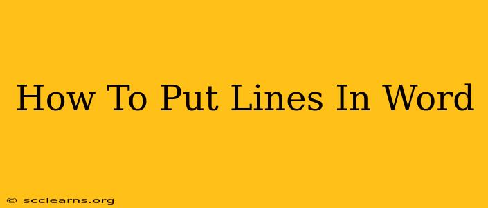 How To Put Lines In Word