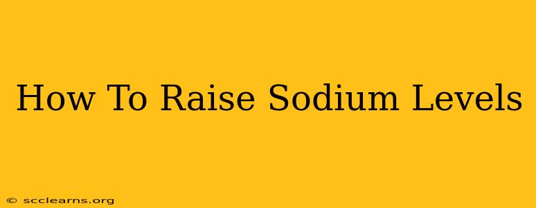 How To Raise Sodium Levels