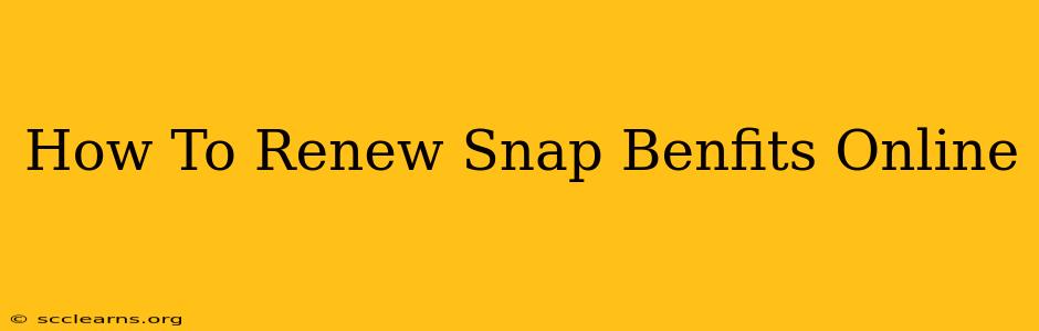 How To Renew Snap Benfits Online