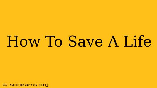 How To Save A Life