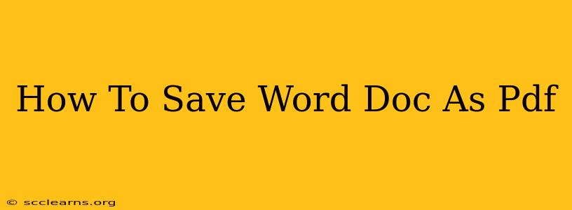 How To Save Word Doc As Pdf