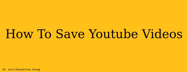 How To Save Youtube Videos