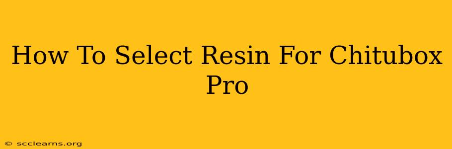 How To Select Resin For Chitubox Pro