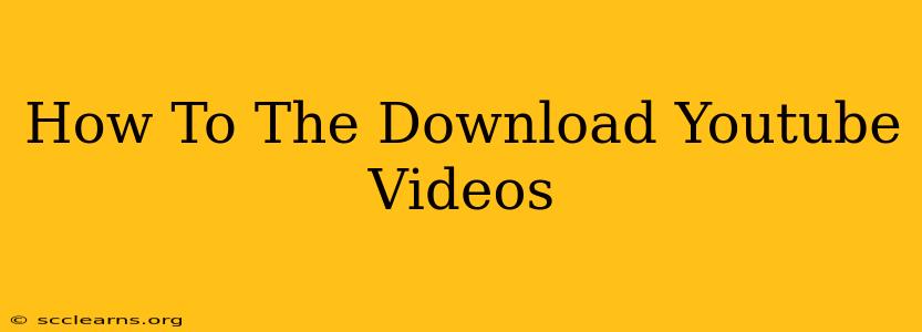 How To The Download Youtube Videos