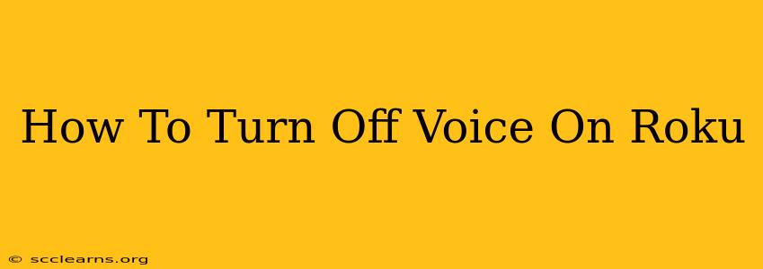 How To Turn Off Voice On Roku