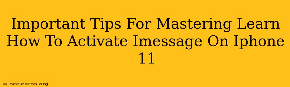 Important Tips For Mastering Learn How To Activate Imessage On Iphone 11