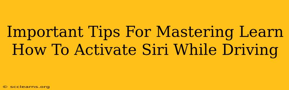 Important Tips For Mastering Learn How To Activate Siri While Driving