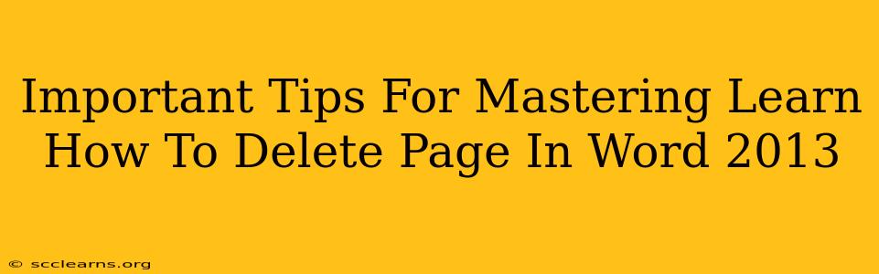 Important Tips For Mastering Learn How To Delete Page In Word 2013