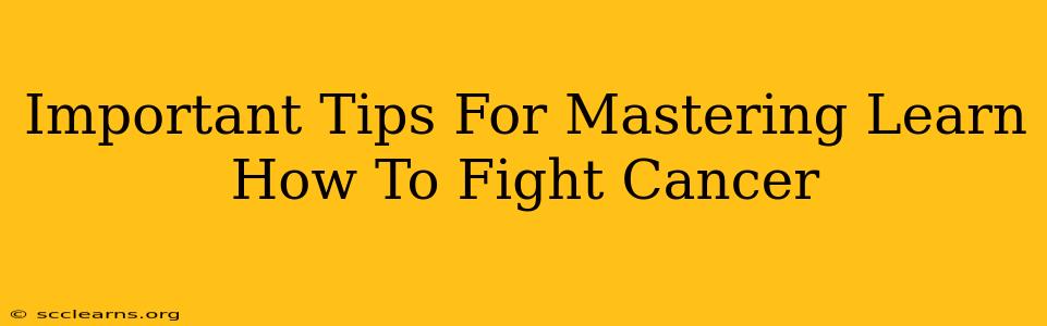 Important Tips For Mastering Learn How To Fight Cancer