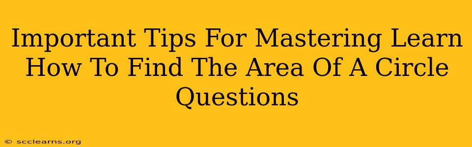 Important Tips For Mastering Learn How To Find The Area Of A Circle Questions