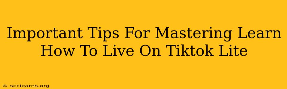 Important Tips For Mastering Learn How To Live On Tiktok Lite