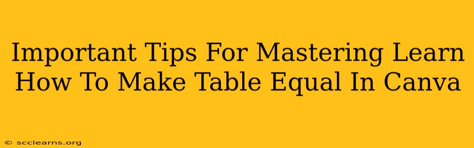 Important Tips For Mastering Learn How To Make Table Equal In Canva