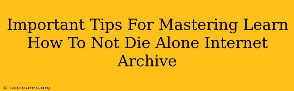 Important Tips For Mastering Learn How To Not Die Alone Internet Archive