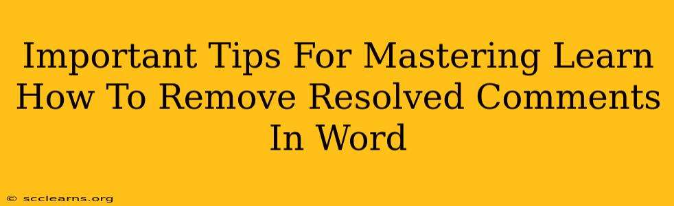 Important Tips For Mastering Learn How To Remove Resolved Comments In Word