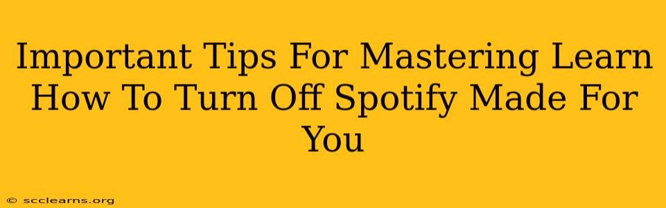 Important Tips For Mastering Learn How To Turn Off Spotify Made For You