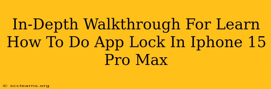 In-Depth Walkthrough For Learn How To Do App Lock In Iphone 15 Pro Max