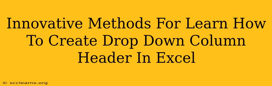 Innovative Methods For Learn How To Create Drop Down Column Header In Excel