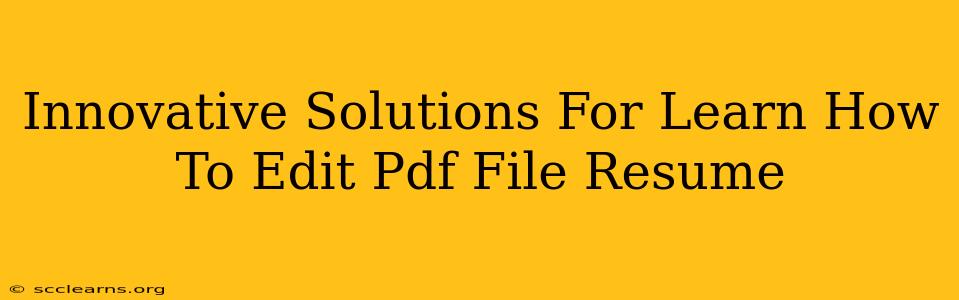 Innovative Solutions For Learn How To Edit Pdf File Resume