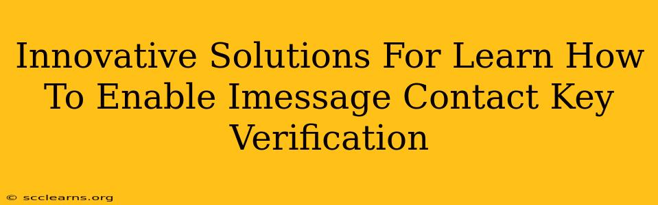 Innovative Solutions For Learn How To Enable Imessage Contact Key Verification