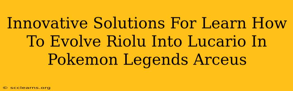 Innovative Solutions For Learn How To Evolve Riolu Into Lucario In Pokemon Legends Arceus