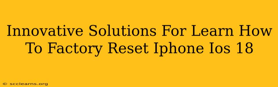 Innovative Solutions For Learn How To Factory Reset Iphone Ios 18