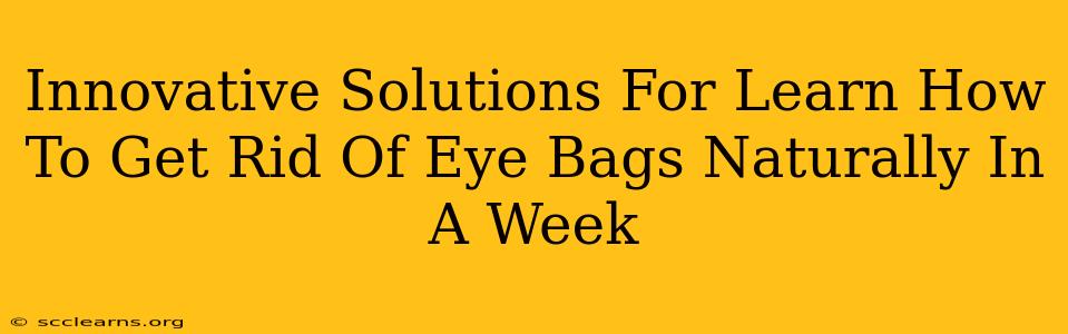 Innovative Solutions For Learn How To Get Rid Of Eye Bags Naturally In A Week