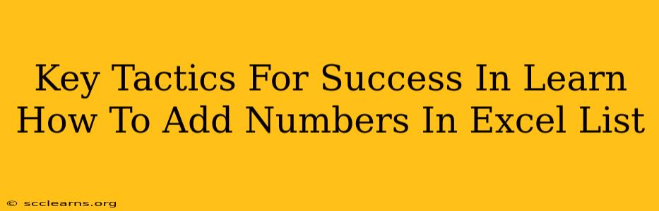 Key Tactics For Success In Learn How To Add Numbers In Excel List