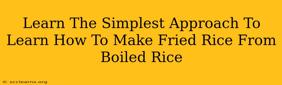 Learn The Simplest Approach To Learn How To Make Fried Rice From Boiled Rice