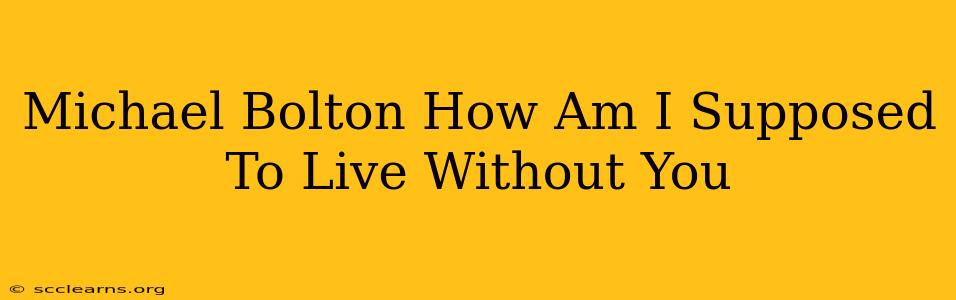 Michael Bolton How Am I Supposed To Live Without You