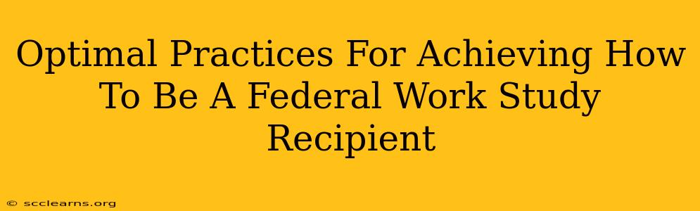 Optimal Practices For Achieving How To Be A Federal Work Study Recipient