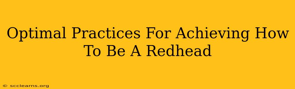 Optimal Practices For Achieving How To Be A Redhead