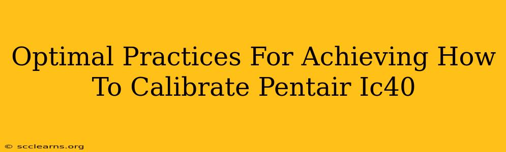 Optimal Practices For Achieving How To Calibrate Pentair Ic40