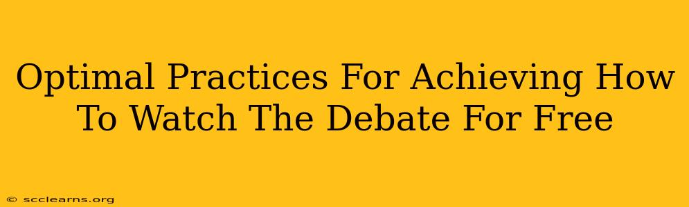 Optimal Practices For Achieving How To Watch The Debate For Free