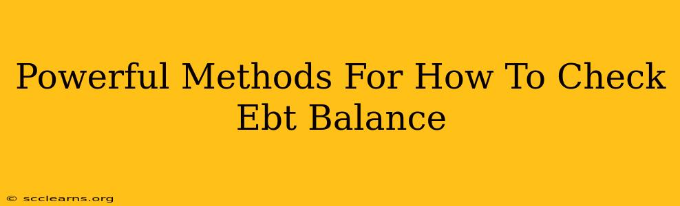 Powerful Methods For How To Check Ebt Balance