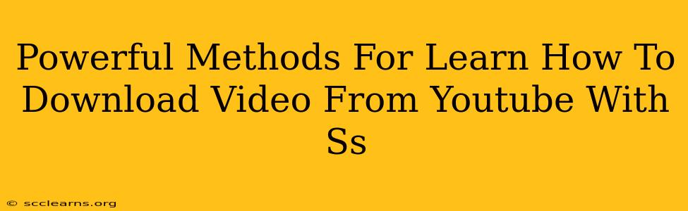 Powerful Methods For Learn How To Download Video From Youtube With Ss