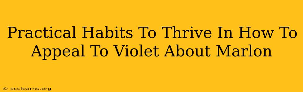 Practical Habits To Thrive In How To Appeal To Violet About Marlon