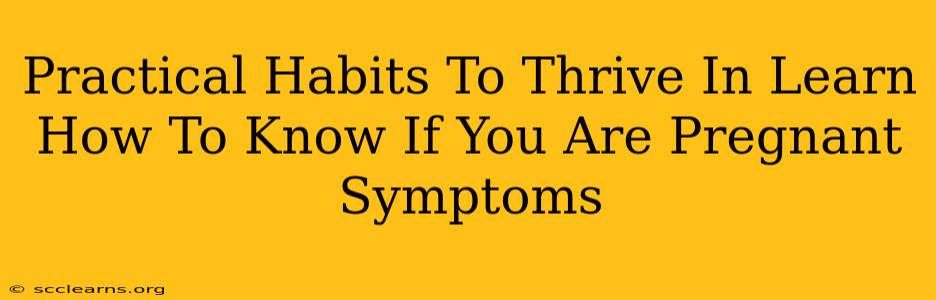 Practical Habits To Thrive In Learn How To Know If You Are Pregnant Symptoms